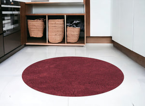 Homeroots 6' Round  Polyester Red Area Rug  Polyester 352631