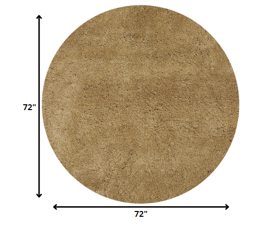 Homeroots 6' Gold Round Indoor Shag Rug  Polyester 352634