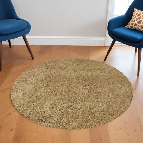 HomeRoots 8' Gold Hand-Woven Round Rug - Elevate Your Space with Unique Artistry, Comfort, and Timeless Style 6' Round 352634