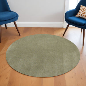HomeRoots 8' Sage Shag Hand Woven Area Rug - Luxurious Plush Pile for Warmth, Style, and Noise Reduction in Homes 6' Round 352635