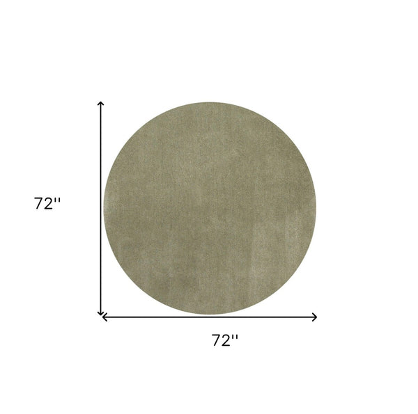 HomeRoots 8' Sage Shag Hand Woven Area Rug - Luxurious Plush Pile for Warmth, Style, and Noise Reduction in Homes 6' Round 352635