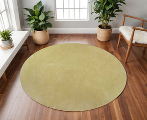 HomeRoots 8' Hand-Woven Canary Yellow Round Rug – Artisan Crafted, Durable, and Stylish for Any Space 6' Round 352637