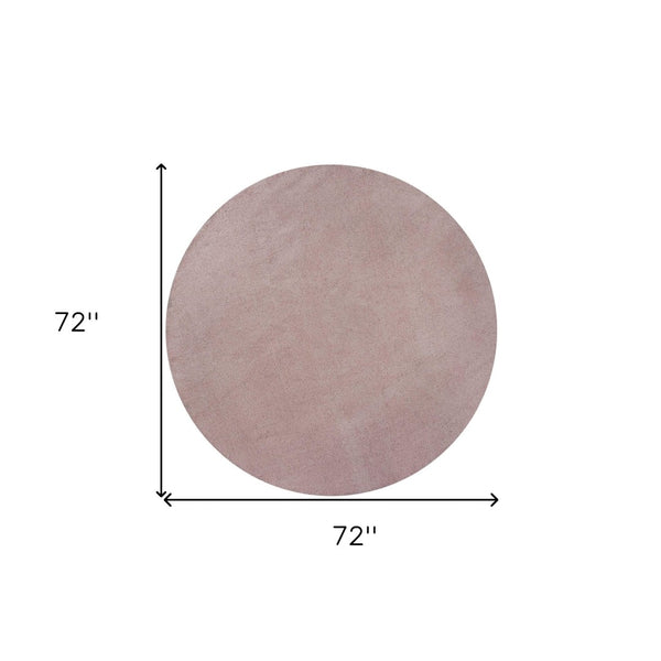HomeRoots 8' Hand-Woven Pink Round Rug - Artisanal Charm, Soft Polyester, Durable & Stylish for Any Space 6' Round 352638