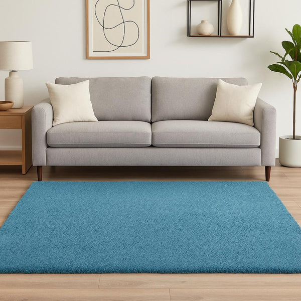 HomeRoots 8' Blue Hand-Woven Round Rug - Artisan Crafted, Durable Polyester, Perfect for Cozy Living Spaces 5' X 7' 352640