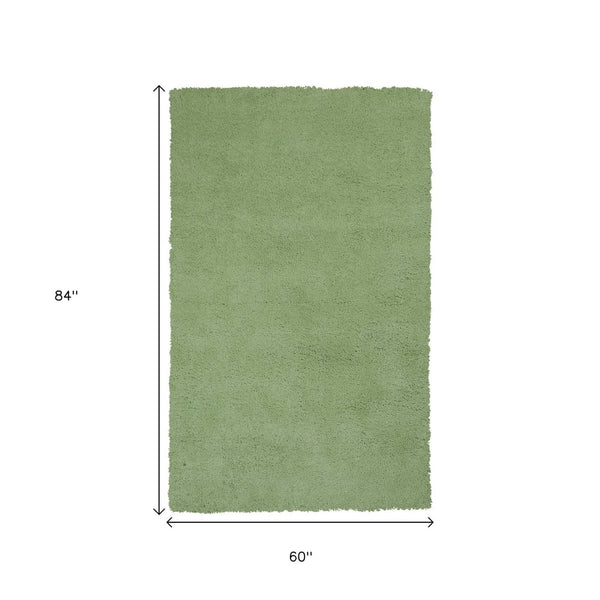 HomeRoots 8' Green Round Hand-Woven Area Rug - Artisan Crafted, Versatile Design for Living Spaces & Dining Rooms 5' X 7' 352641