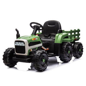 English Elm Ride on Electric Tractor Toy with Trailer 24v 400w Dual Motors Remote Control Led Emerald W1578P193905