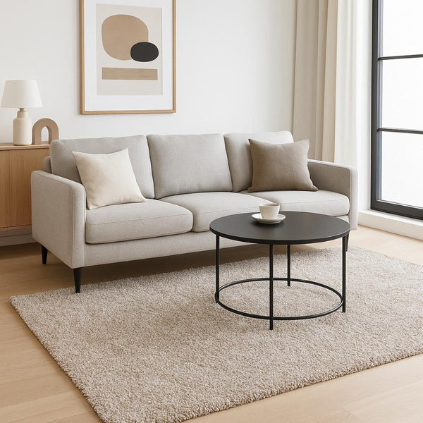 HomeRoots 8' Hand Woven Ivory Round Rug - Artisan Crafted, Durable Polyester, Timeless Design for Any Space 5' X 7' 352642