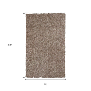 HomeRoots 8' Hand-Woven Beige and Brown Abstract Rug - Artisan Crafted, Cozy, Durable, Perfect for Modern Spaces 5' X 7' 352643