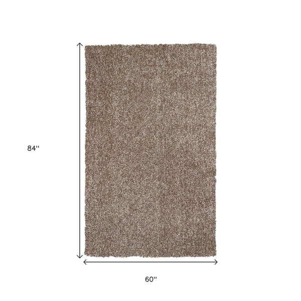 HomeRoots 8' Hand-Woven Beige and Brown Abstract Rug - Artisan Crafted, Cozy, Durable, Perfect for Modern Spaces 5' X 7' 352643