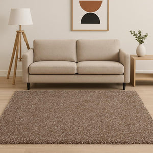 HomeRoots 8' Hand-Woven Beige and Brown Abstract Rug - Artisan Crafted, Cozy, Durable, Perfect for Modern Spaces 5' X 7' 352643