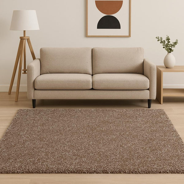 HomeRoots 8' Hand-Woven Beige and Brown Abstract Rug - Artisan Crafted, Cozy, Durable, Perfect for Modern Spaces 5' X 7' 352643