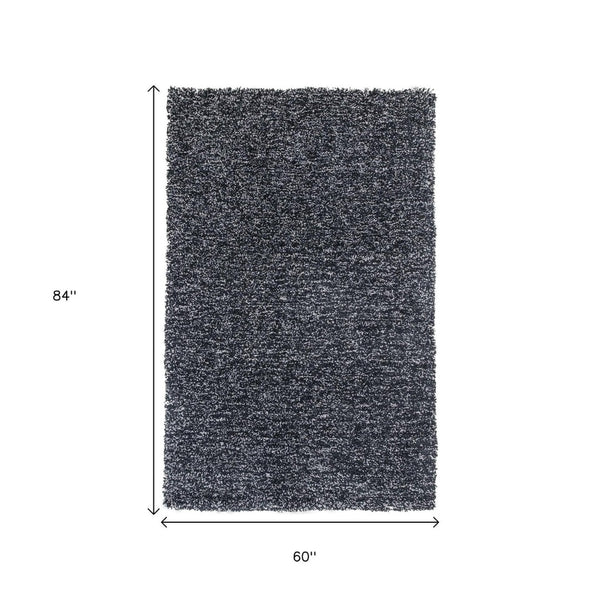 HomeRoots 8' Hand-Woven Black and White Round Rug - Artisan Crafted, Durable, Contemporary Style for Your Home 5' X 7' 352645