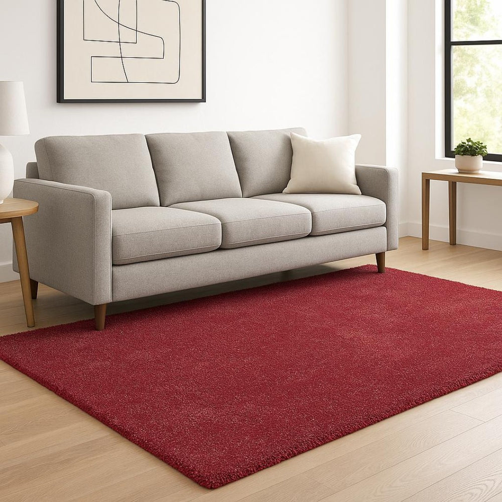 HomeRoots 8' Hand Woven Round Rug - Artisan Crafted Red Textile for Cozy Living Room, Bedroom, or Entryway 5' X 7' 352646