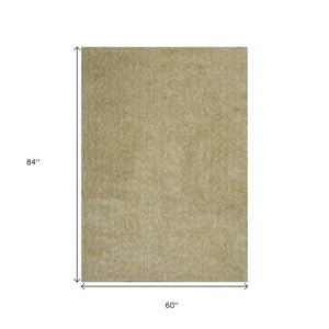HomeRoots 8' Yellow Hand-Woven Round Rug - Artisan Crafted, Durable Polyester for Stylish Living Spaces 5' X 7' 352648