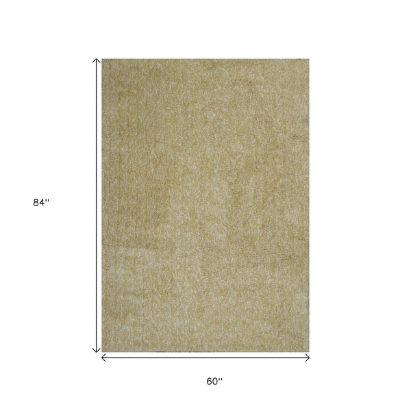HomeRoots 8' Yellow Hand-Woven Round Rug - Artisan Crafted, Durable Polyester for Stylish Living Spaces 5' X 7' 352648