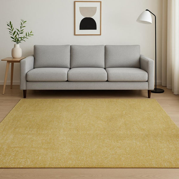 HomeRoots 8' Yellow Hand-Woven Round Rug - Artisan Crafted, Durable Polyester for Stylish Living Spaces 5' X 7' 352648