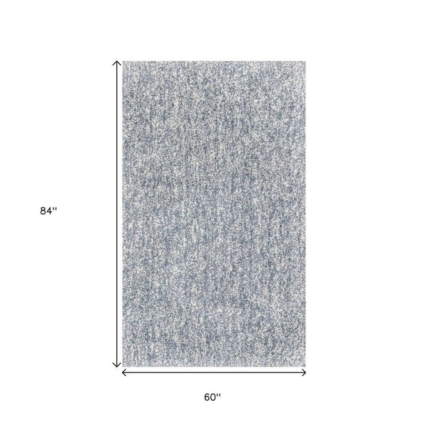 HomeRoots 8' Slate Blue and Ivory Abstract Hand-Woven Round Rug - Modern Elegance for Any Living Space 5' X 7' 352649