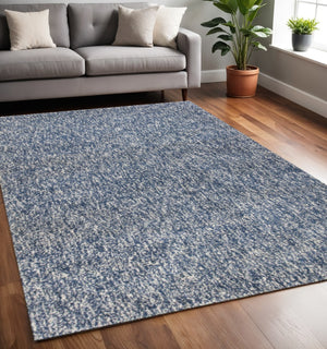HomeRoots 5' Hand-Woven Indigo and Ivory Abstract Area Rug - Contemporary Design for Modern Spaces 5' X 7' 352651
