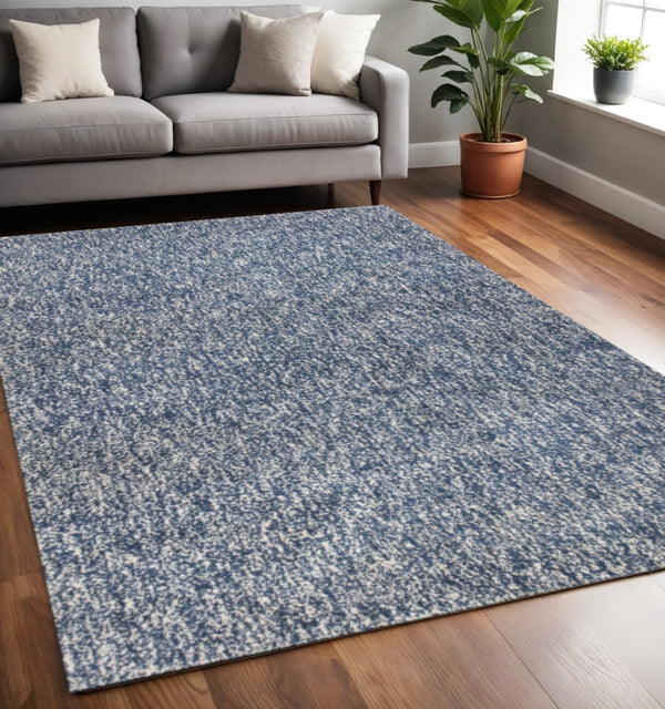 HomeRoots 5' Hand-Woven Indigo and Ivory Abstract Area Rug - Contemporary Design for Modern Spaces 5' X 7' 352651