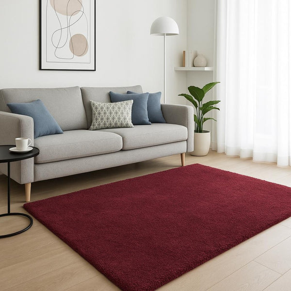 HomeRoots 8' Hand-Woven Red Round Rug - Artisan-Crafted Soft Polyester for Warmth, Durability, and Style 5' X 7' 352655