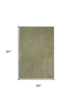 HomeRoots 8' Sage Shag Hand Woven Area Rug - Luxurious Plush Pile for Warmth, Style, and Noise Reduction in Homes 5' X 7' 352659