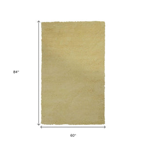 HomeRoots 8' Hand-Woven Canary Yellow Round Rug – Artisan Crafted, Durable, and Stylish for Any Space 5' X 7' 352661