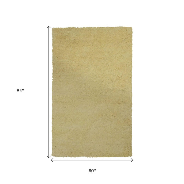 HomeRoots 8' Hand-Woven Canary Yellow Round Rug – Artisan Crafted, Durable, and Stylish for Any Space 5' X 7' 352661