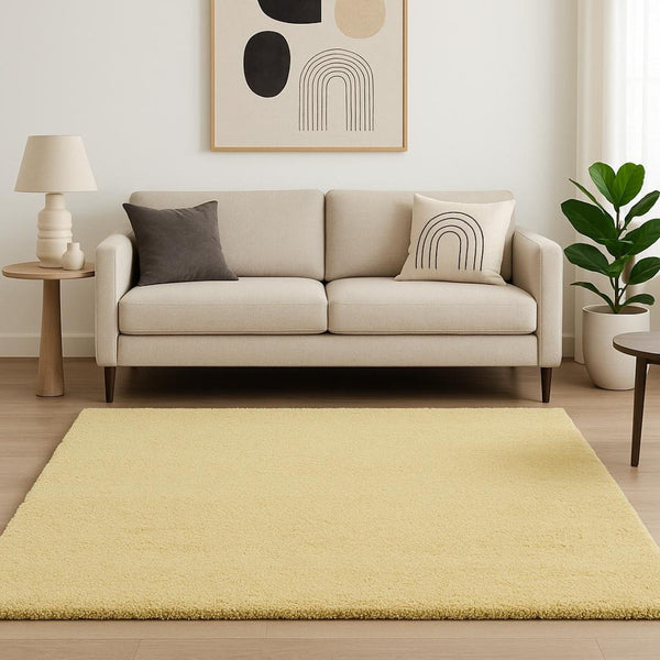 HomeRoots 8' Hand-Woven Canary Yellow Round Rug – Artisan Crafted, Durable, and Stylish for Any Space 5' X 7' 352661