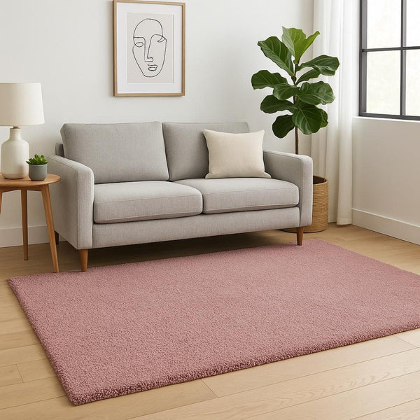 HomeRoots 8' Hand-Woven Pink Round Rug - Artisanal Charm, Soft Polyester, Durable & Stylish for Any Space 5' X 7' 352662