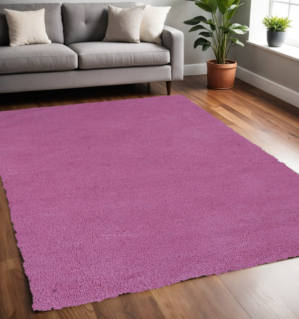 HomeRoots 8' Hot Pink Hand-Woven Round Rug - Vibrant Artisan-Made Design for Stylish Warmth and Comfort 5' X 7' 352663