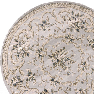 HomeRoots 9' Timeless Light Gray Floral Medallion Area Rug - Durable, Stain-Resistant Design for High-Traffic Areas 8' Round 352679