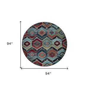 Homeroots 7' Red Round Area Rug  Polypropylene 352680