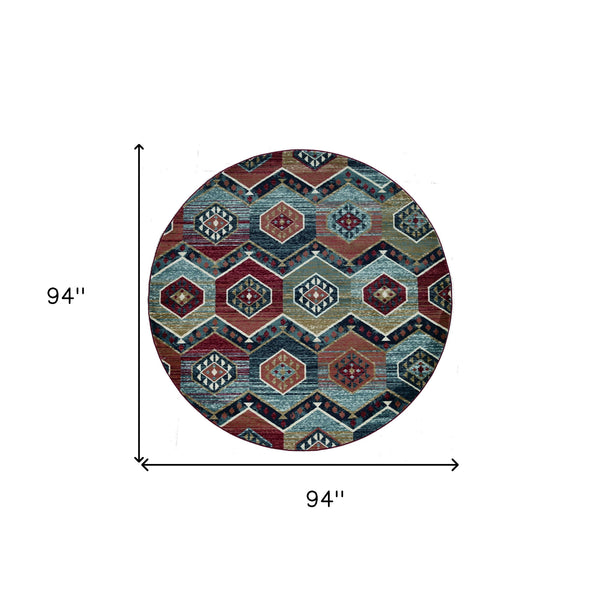 Homeroots 7' Red Round Area Rug  Polypropylene 352680