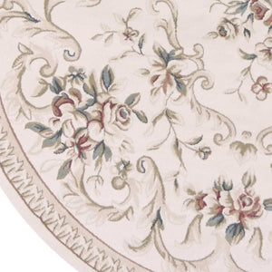 HomeRoots 8' Traditional Floral Medallion Area Rug in Ivory, Red & Green - Elegant, Durable Design for Any Room 8' Round 352686