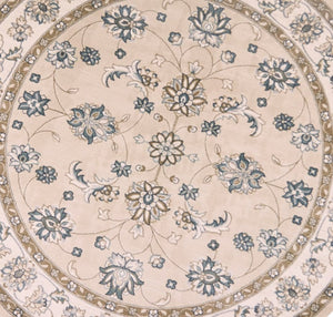 HomeRoots 9' Elegant Beige and Ivory Floral Medallion Area Rug – Timeless Design for Classic Living Spaces 8' Round 352688