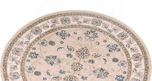 HomeRoots 9' Elegant Beige and Ivory Floral Medallion Area Rug – Timeless Design for Classic Living Spaces 8' Round 352688
