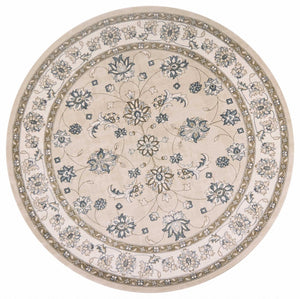HomeRoots 9' Elegant Beige and Ivory Floral Medallion Area Rug – Timeless Design for Classic Living Spaces 8' Round 352688