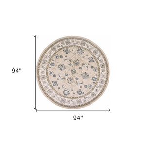 HomeRoots 9' Elegant Beige and Ivory Floral Medallion Area Rug – Timeless Design for Classic Living Spaces 8' Round 352688