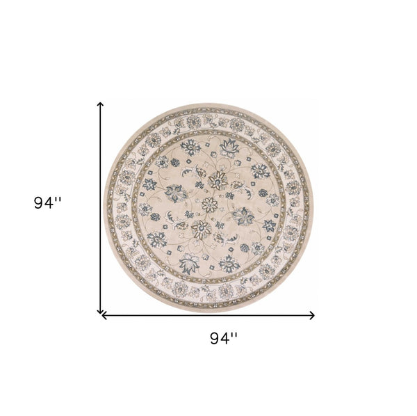 HomeRoots 9' Elegant Beige and Ivory Floral Medallion Area Rug – Timeless Design for Classic Living Spaces 8' Round 352688