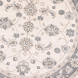 Homeroots 8' Ivory Grey Floral Round Indoor Area Rug  Polypropylene 352689
