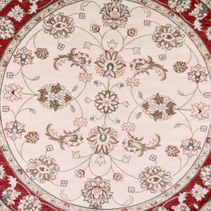 HomeRoots 8' Timeless Ivory and Red Floral Medallion Rug for Elegant Living Spaces and Cozy Comfort 8' Round 352690