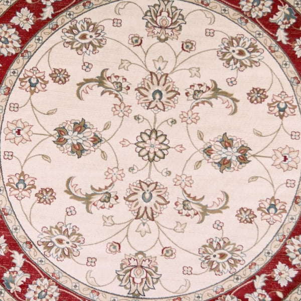 HomeRoots 8' Timeless Ivory and Red Floral Medallion Rug for Elegant Living Spaces and Cozy Comfort 8' Round 352690