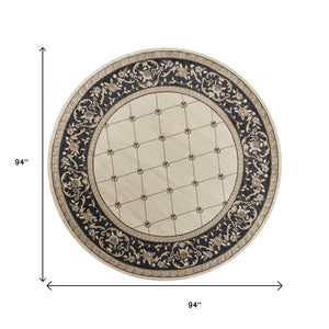 HomeRoots 8' Ivory and Gray Floral Area Rug - Durable, Stain-Resistant Design for Timeless Style and Comfort 8' Round 352691