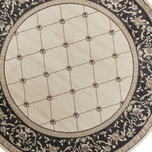 HomeRoots 8' Ivory and Gray Floral Area Rug - Durable, Stain-Resistant Design for Timeless Style and Comfort 8' Round 352691