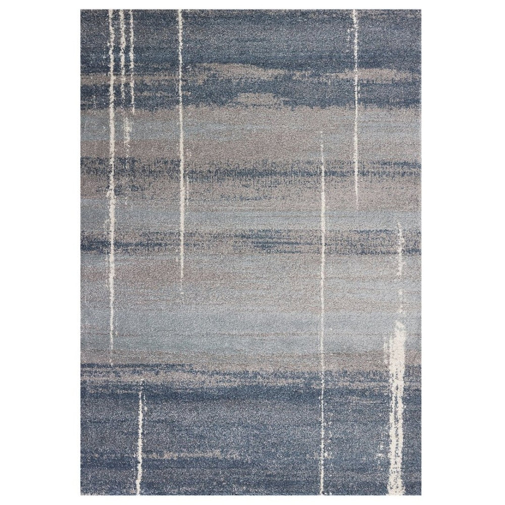 HomeRoots 5' Modern Blue and Gray Abstract Area Rug - Stylish, Stain-Resistant, Durable Design for Any Room 5' X 8' 352693
