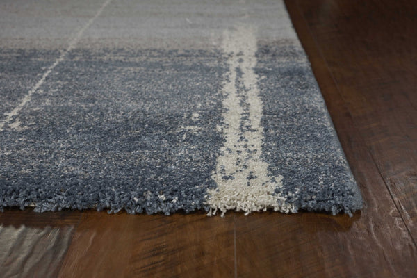 HomeRoots 5' Modern Blue and Gray Abstract Area Rug - Stylish, Stain-Resistant, Durable Design for Any Room 5' X 8' 352693