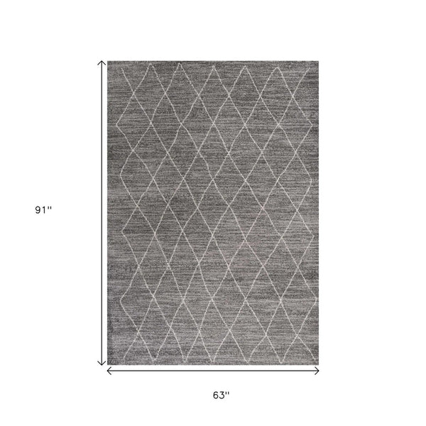 HomeRoots 5' Gray and Ivory Geometric Area Rug – Modern Elegance, Stain-Resistant, Durable for Busy Homes 5' X 8' 352696