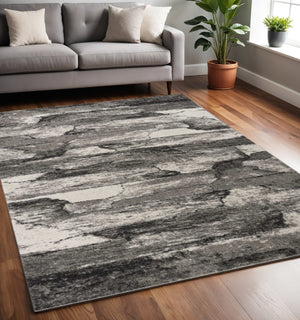 HomeRoots 5' Gray Abstract Area Rug - Modern Design, Stain-Resistant, Easy-Care, Ideal for Any Room Decor 5' X 8' 352698