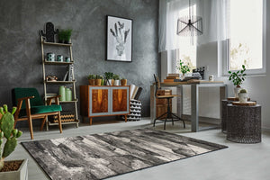 HomeRoots 5' Gray Abstract Area Rug - Modern Design, Stain-Resistant, Easy-Care, Ideal for Any Room Decor 5' X 8' 352698