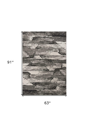 HomeRoots 5' Gray Abstract Area Rug - Modern Design, Stain-Resistant, Easy-Care, Ideal for Any Room Decor 5' X 8' 352698